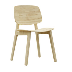 A wooden chair with a simple design on a white isolated background