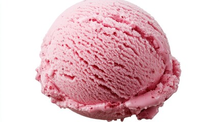 A scoop of strawberry ice cream on a white background. Perfect for summer treats and desserts.
