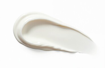 Smear of white beauty cream on empty background, for skin care cosmetic product. Creamy lotion texture with smooth surface, skincare sample. Face treatment, moisturizer, facial mask for healthcare.