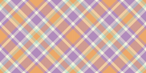 Elegant pastel plaid pattern in soft orange, purple, and cream.  Perfect for textile design, fashion, home decor, or website backgrounds.