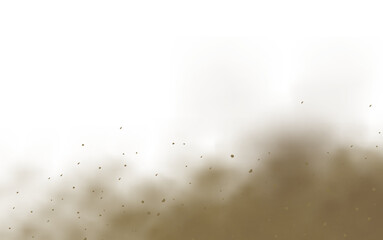 Brown Dust Cloud Swirling in the Air, Representing Chaos, Disintegration, and the Fleeting Nature of Particles as They Drift into the Void, Blending into the Surrounding Space