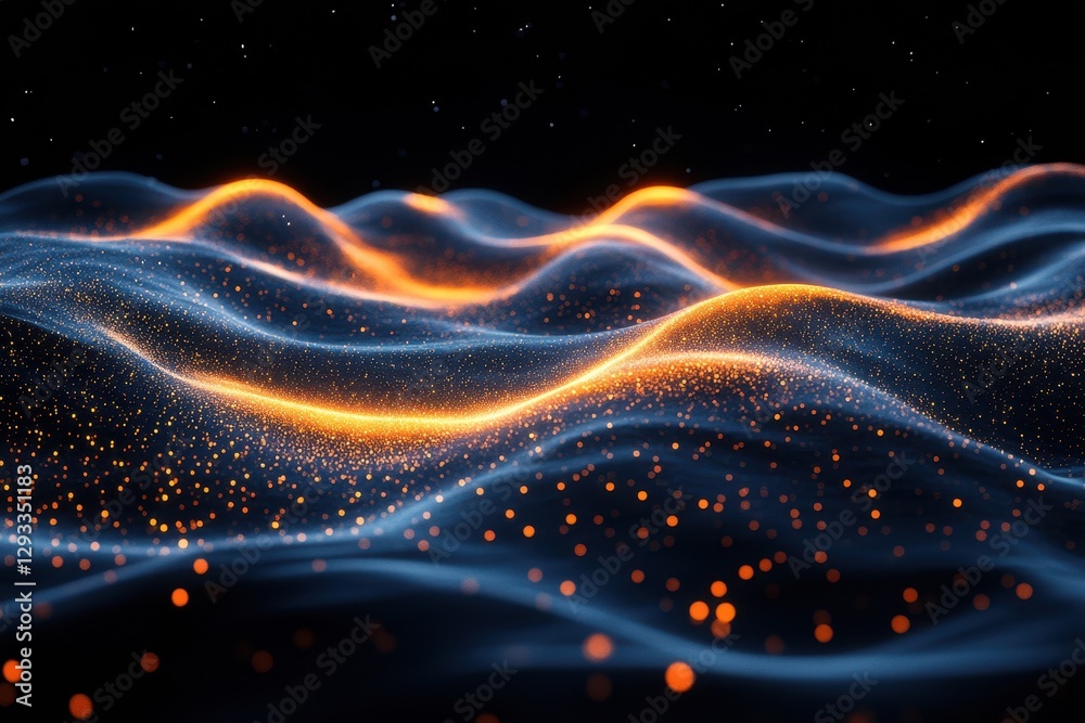 Poster dynamic waves of light and color create a mesmerizing visual experience in a darkened space