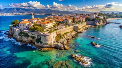 Stunning Aerial View of Antibes Coastline, French Riviera - Drone Photography