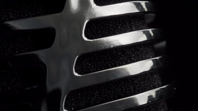 Vintage retro chrome microphone head stock footage
