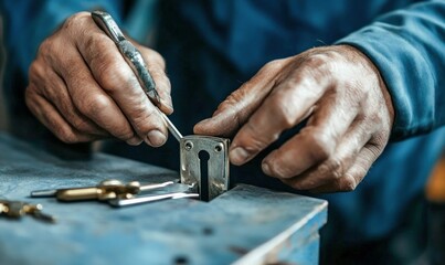 Skilled Craftsman Repairing Mechanical Parts and Locks