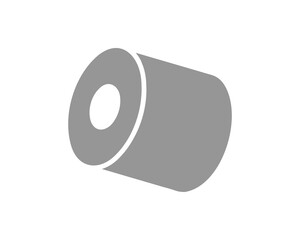 Simple grey cylinder graphic.  Perfect for representing data storage, industrial materials, or packaging concepts. Minimalist design ideal for presentations, websites, and infographics.