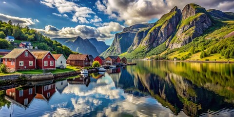 Fototapeta premium Stunning Norwegian Fjord Landscape near Stavanger, Breathtaking Scenery, Dramatic Cliffs, Serene Waters