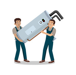 Water Heater Service Technician Cartoon Character Design Illustration vector eps format suitable for your design needs logo illustration animation etc