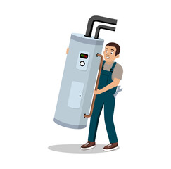 Water Heater Service Technician Cartoon Character Design Illustration vector eps format suitable for your design needs logo illustration animation etc