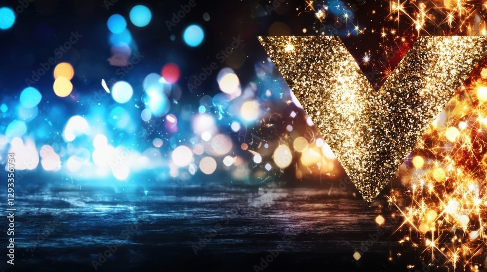 Poster dazzling display of colorful fireworks exploding in a glittering night sky creating a mesmerizing fo