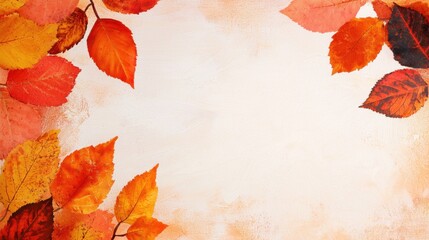 Autumn leaves frame on a textured background. Perfect for seasonal designs and fall themed projects.