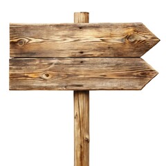 Aged Wooden Directional Signpost Against White Background