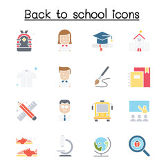 Back to school icon set in thin line style