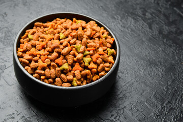 Dry food for pets, dogs or cats. Healthy organic food for animals.