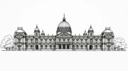 Obraz premium Line Drawing of Dolmabahçe Palace
