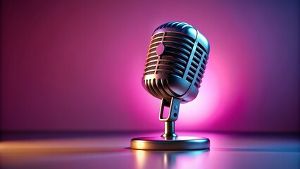 Stylish Pink Microphone for Music, Podcast, Audio Production - Stock Photo