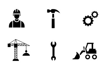 Construction and tools line editable icon set. 