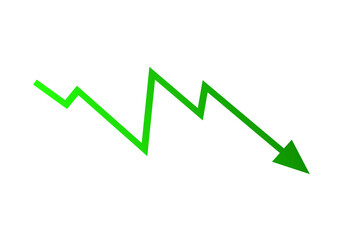 Obraz premium A green arrow graph displaying a sharp decline, indicating a downward trend.