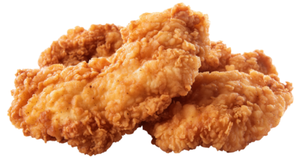 Crispy Golden Fried Chicken Breast Strips Food hot oil meal isolated on transparent background