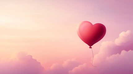 Obraz premium Heart Balloon Floating in a Pastel Sky