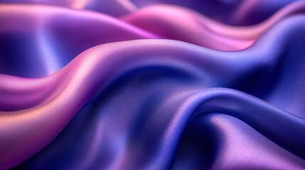 Obraz premium Smooth silky fabric in shades of purple and pink, flowing waves and soft texture. Elegant luxury and textile concept