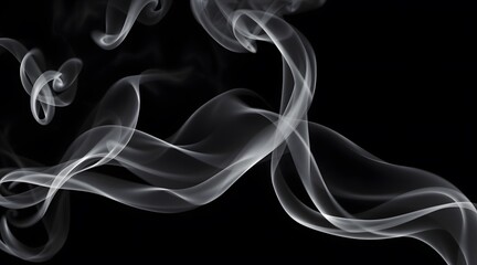 Obraz premium Delicate wisps of smoke dance gracefully against a black background, creating an abstract and serene atmosphere, perfect for artistic and minimalist projects. 