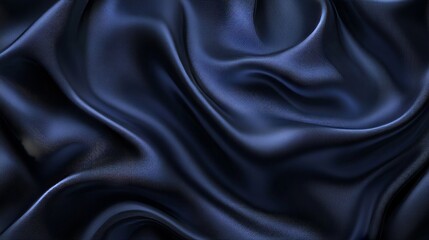 Fototapeta premium A dark blue, silky background perfect for elegant designs. Its soft waves create a luxurious feel, ideal for holiday cards or awards. 