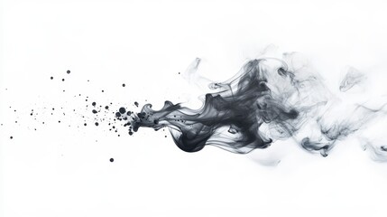 Abstract Black Smoke Effect on White Background for Creative Use