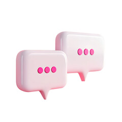Fototapeta premium Two volumetric white chat bubbles with three pink dots inside.