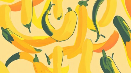 Naklejka premium Abstract Yellow and Green Summer Squash Pattern