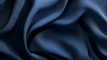 Obraz premium A sleek, dark blue background with soft, flowing fabric folds. It's a simple, elegant design, perfect for a template. 