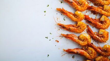 Delicious Spicy Roasted Shrimps Arranged Neatly