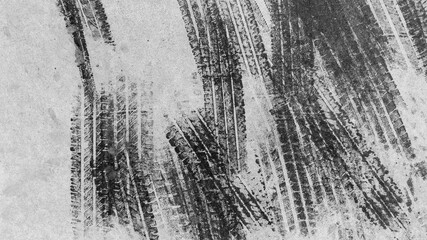 Black tire marks on road, Black rubber tire marks and tread marks, Tire trace track wheels texture...