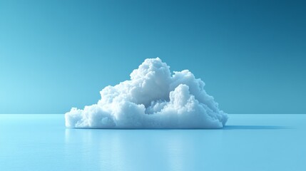 A large white cloud sits on a blue surface