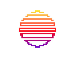 A vibrant retro sun design in a geometric shape, reminiscent of the bold and bright styles of the 1980s and 1990s. perfect for a nostalgic and colorful vibe.