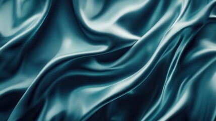 Fototapeta premium Soft and Smooth Textile Fabric with Elegant Flow and Gentle Waves in Deep Teal Color for Design Projects