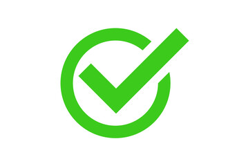 A vibrant green checkmark symbol represents success, approval, and tasks completed.