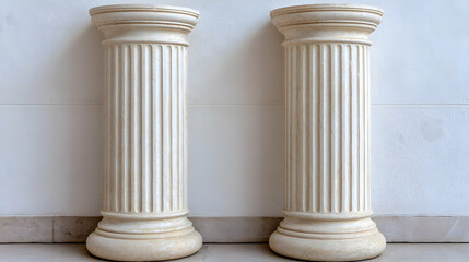 Obraz premium Elegant white columns against a wall, interior setting, decorative architectural elements
