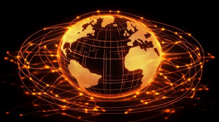 Obraz premium Global Network: A Digital Earth Illustration