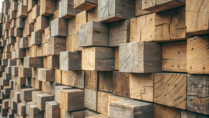 Aged wooden block stack forming an abstract textured background.