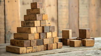 Aged wooden block stack forming an abstract textured background.