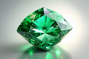 Surreal Floating Emerald Gemstone, Isolated White Background, Jewel, Luxury, Nature