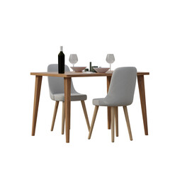 Fototapeta premium wooden dining table set isolated on white background . table and chair