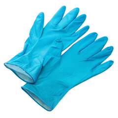 Close-up of a pair of bright blue disposable gloves. blue rubber gloves