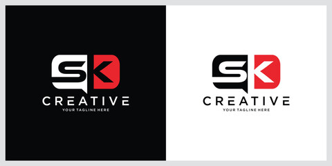 Luxury SK or KS Initial Monogram Text Letter Logo Design