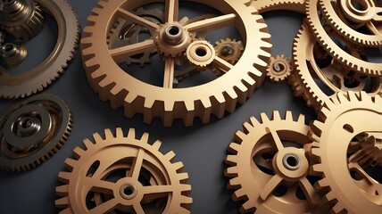 AI GENERATE, The workflow concept drives productivity and process efficiency, interconnected gears, each one switching to power the next,