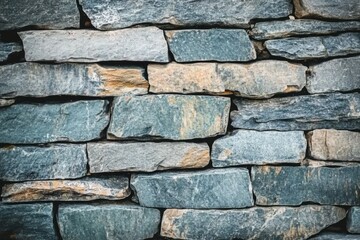 Fototapeta premium Textured gray stone wall, cool blue tones. AI generated