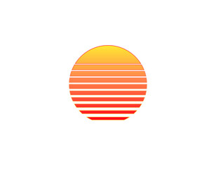 Bright retro sun with lines, showcasing 80s and 90s style. perfect for retro-themed designs.