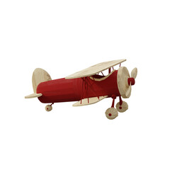 Red Wooden Biplane Toy