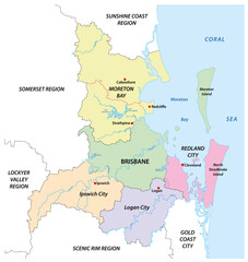 Administrative map of Greater Brisbane, Queensland, Australia
